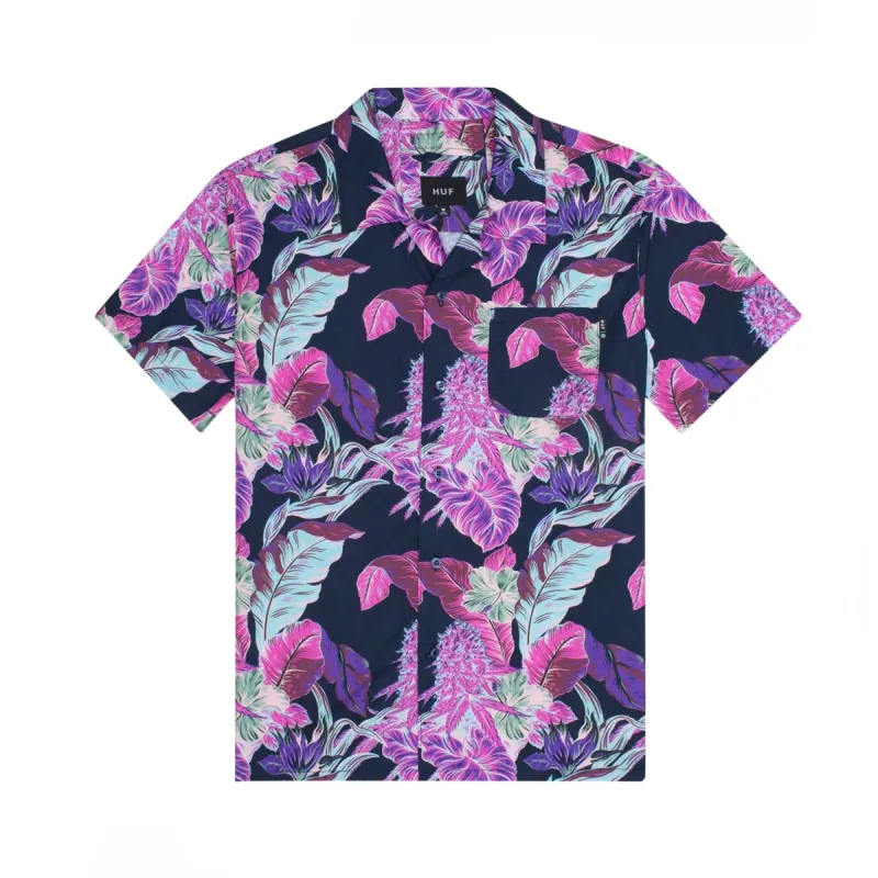 HUF SS Paraiso Resort Woven Shirt Navy sold by Kong