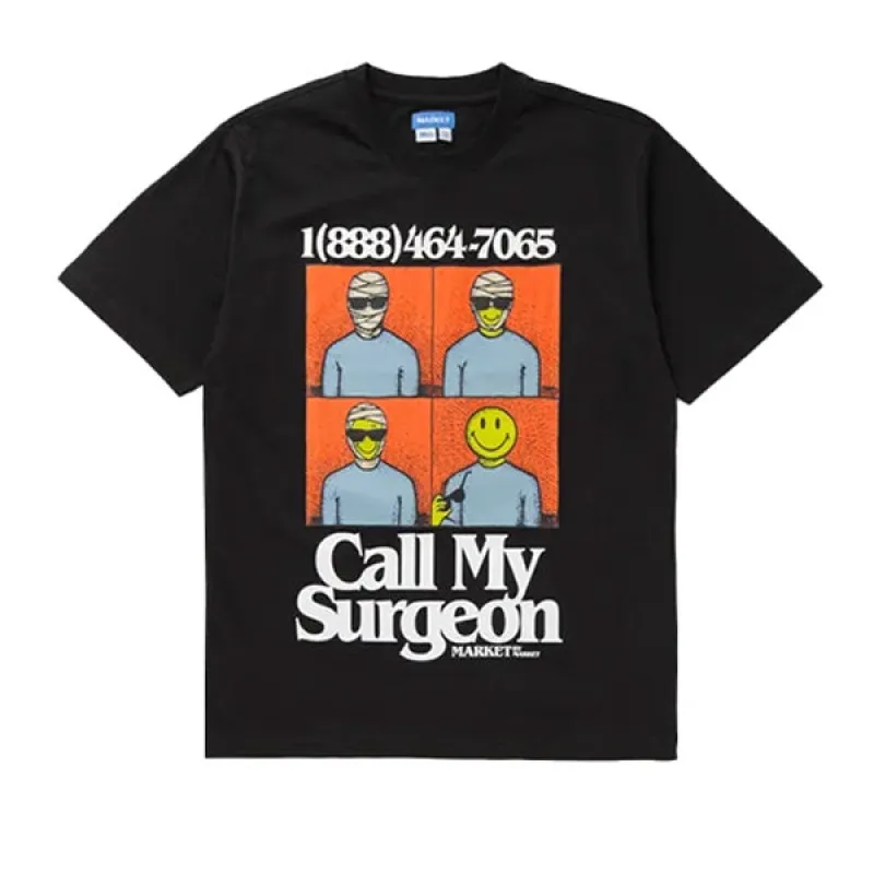 Market Smiley Call My Surgeon T shirt Black sold by Kong