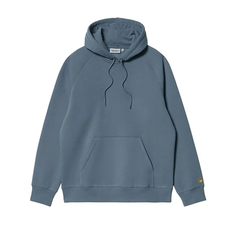 Carhartt WIP Hooded Chase Sweat Storm Blue Gold sold by Kong