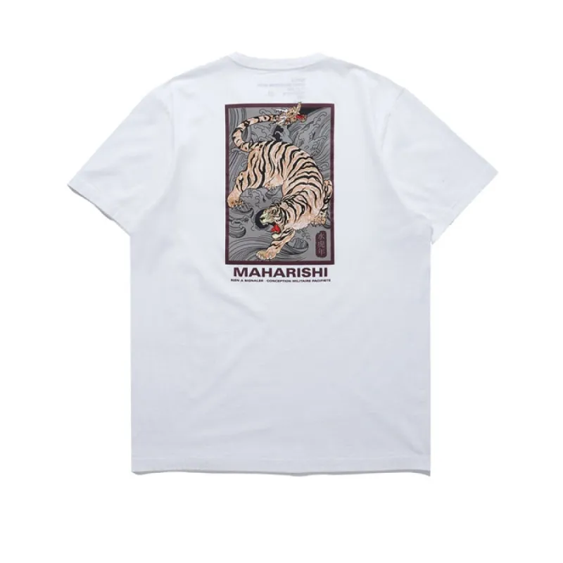 Maharishi Woodblock Tiger T Shirt White sold by Kong