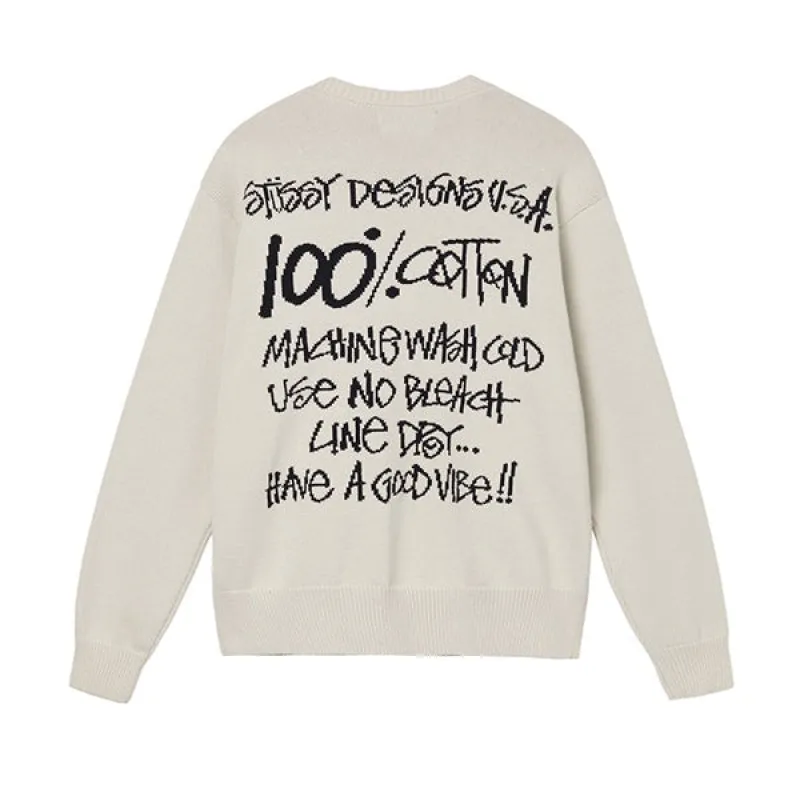 Stussy Care Label Sweater Natural sold by Kong