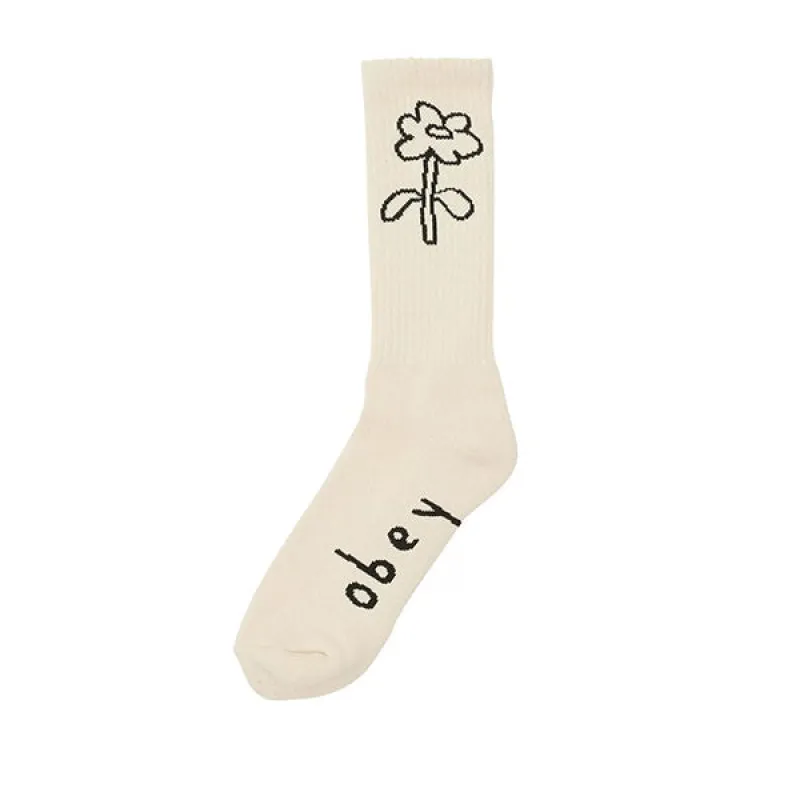 Obey Spring Flower Socks Unbleached made by Obey