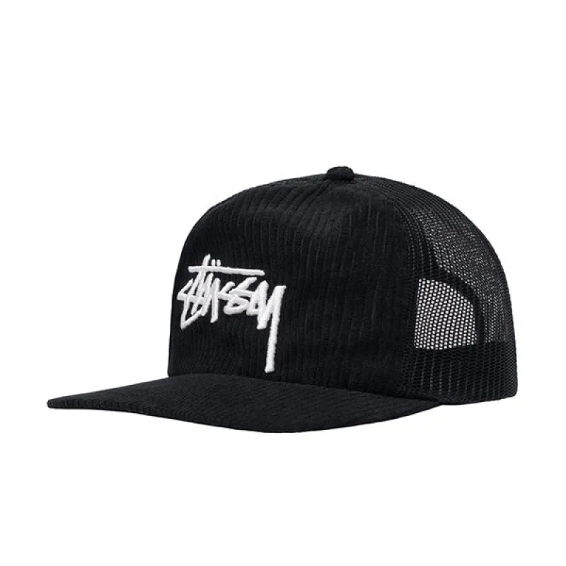 Stussy Corduroy Trucker Cap Black sold by Kong