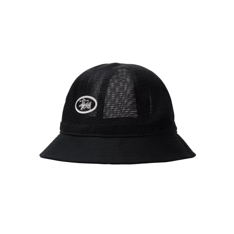 Stussy Mesh Crown Bell Bucket Hat Black made by Stussy