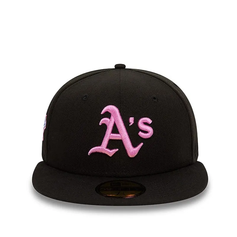 New Era Oakland Athletics Style Activist Black 59FIFTY Fitted Cap Black Pink sold by Kong