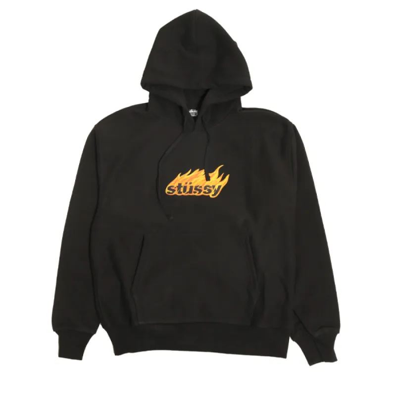 Stussy Flames Hood Black sold by Kong