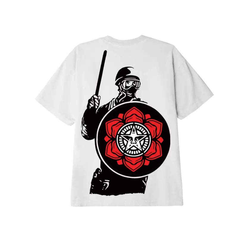 Obey Riot Cop Peace Shield Tee White made by Obey