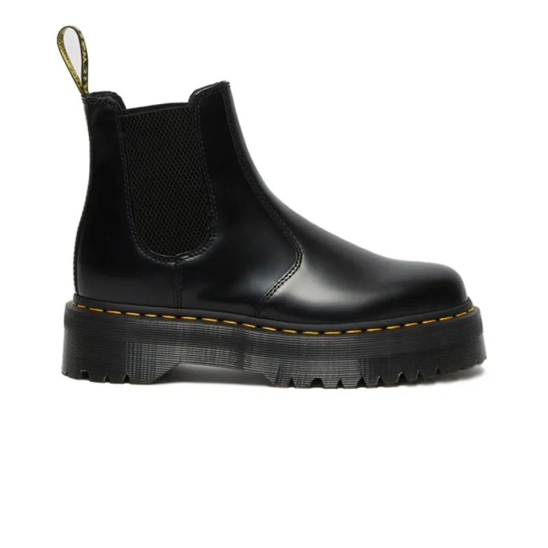 Dr. Martens 2976 Quad Platform Leather Chelsea Boots Black Polished Smooth sold by Kong