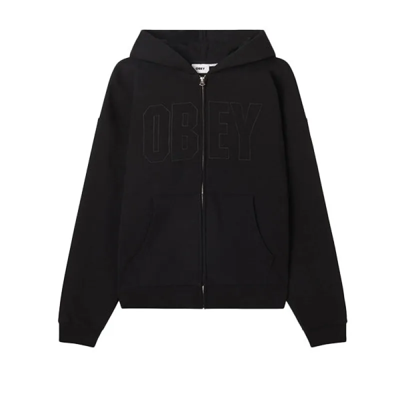 Obey Digable Extra Heavy Zip Hood Black sold by Kong