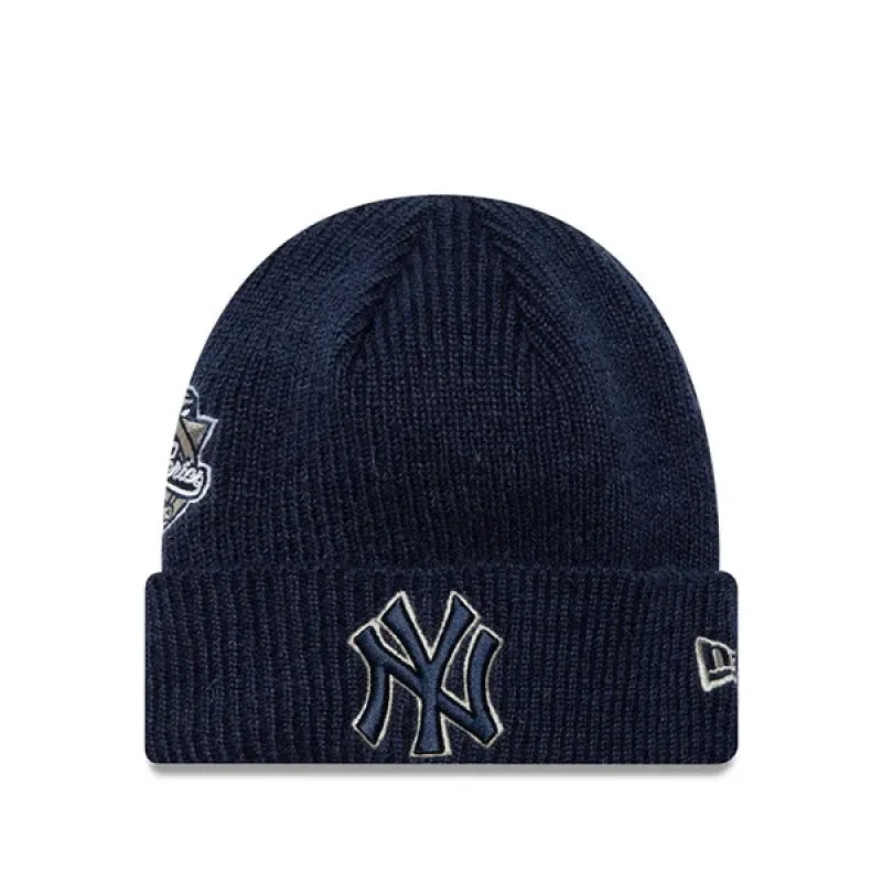New Era New York Yankees World Series Patch Navy Cuff Knit Beanie Hat sold by Kong