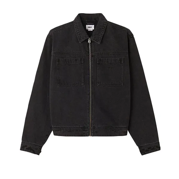 Obey Hardwork Zip Up Jacket Faded Black sold by Kong