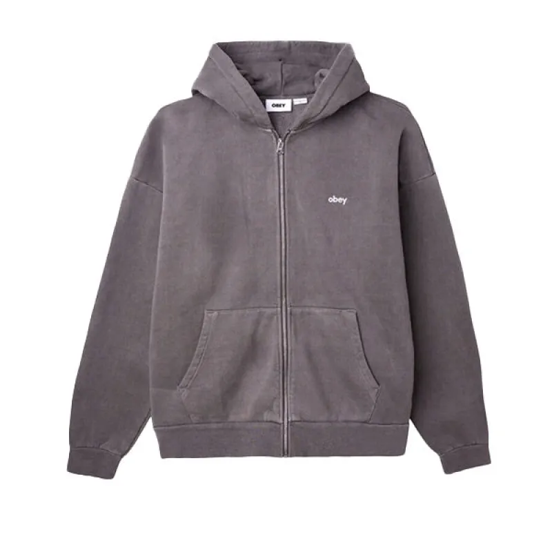 Obey Lowercase Pigment Zip Hood Digital Black sold by Kong