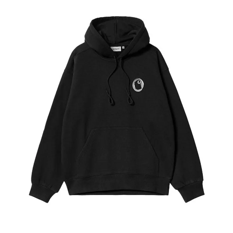Carhartt WIP Hooded Charm Link Sweat Black Silver Stone Washed sold by Kong
