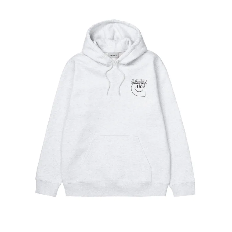 Carhartt WIP Hooded Smiley Sweat Ash Heather/Black sold by Kong