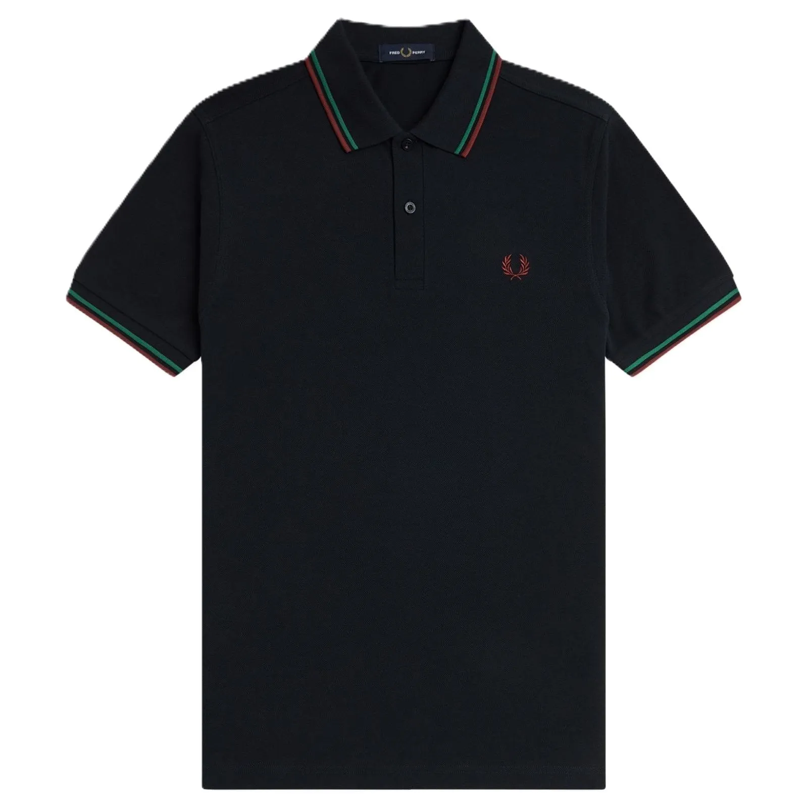 Fred Perry Twin Tipped Shirt Navy Sport Green Burnt Red sold by Kong