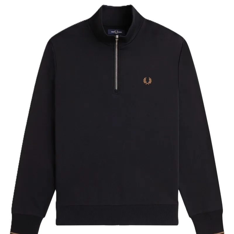 Fred Perry Half Zip Sweatshirt Black Shaded Stone sold by Kong
