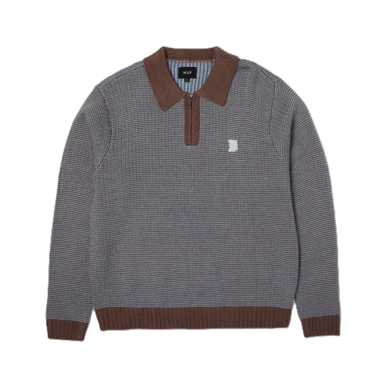 Huf Megablast Two Tone Waffle Sweater Washed Blue Moss sold by Kong