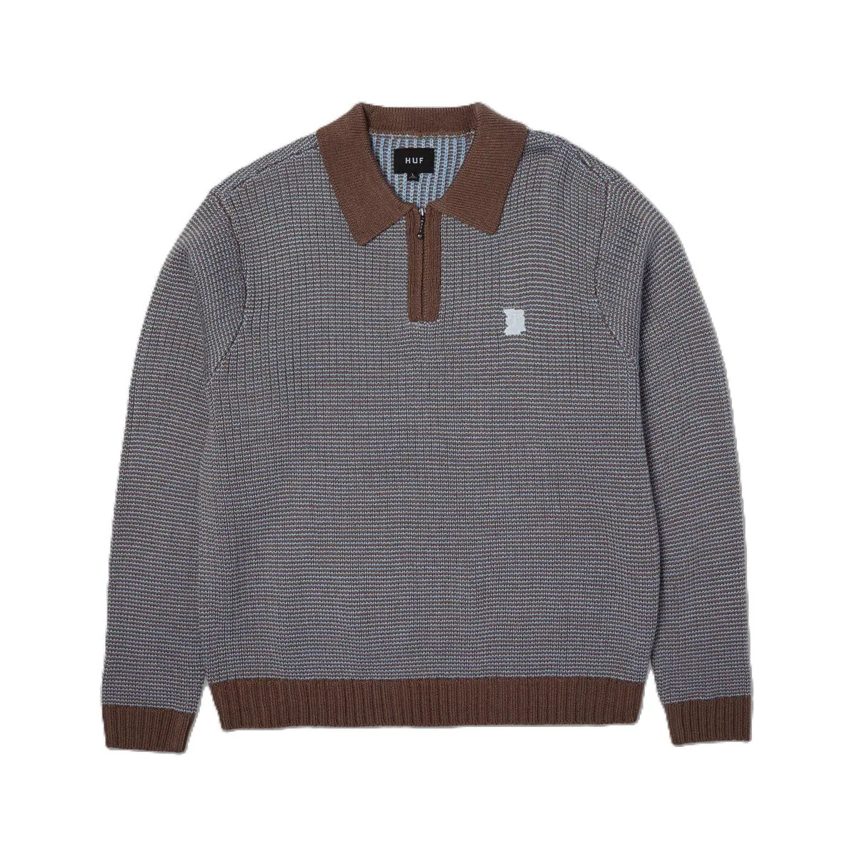 Huf Megablast Two Tone Waffle Sweater Washed Blue Moss sold by Kong