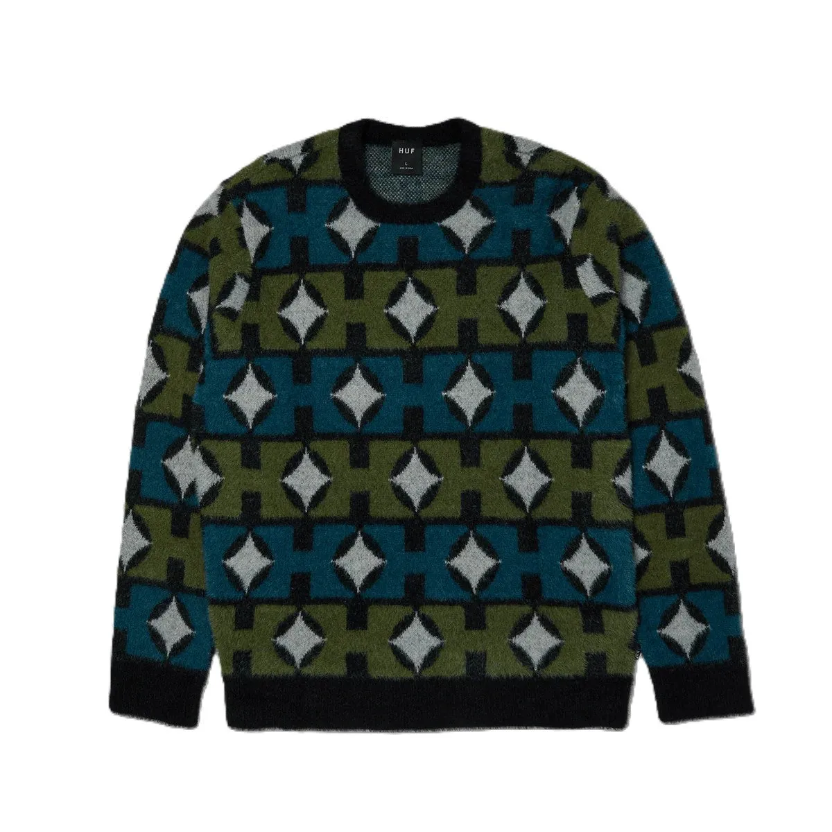 Huf Space Age Crewneck Sweater Pine sold by Kong