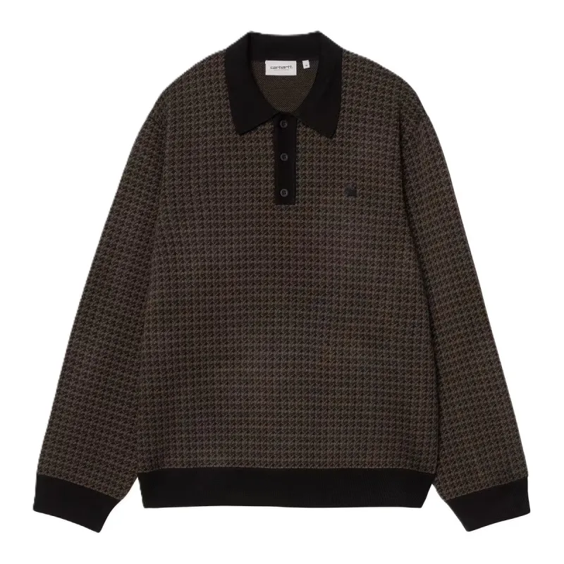 Carhartt L/S Lowis Polo Houndstooth, Vitola Heather sold by Kong