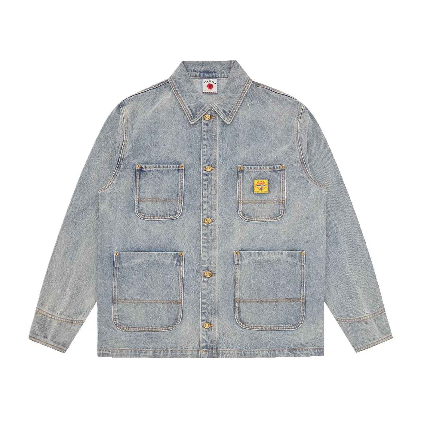 ICECREAM Cones & Bone Denim Chore Jacket Light Wash Blue sold by Kong