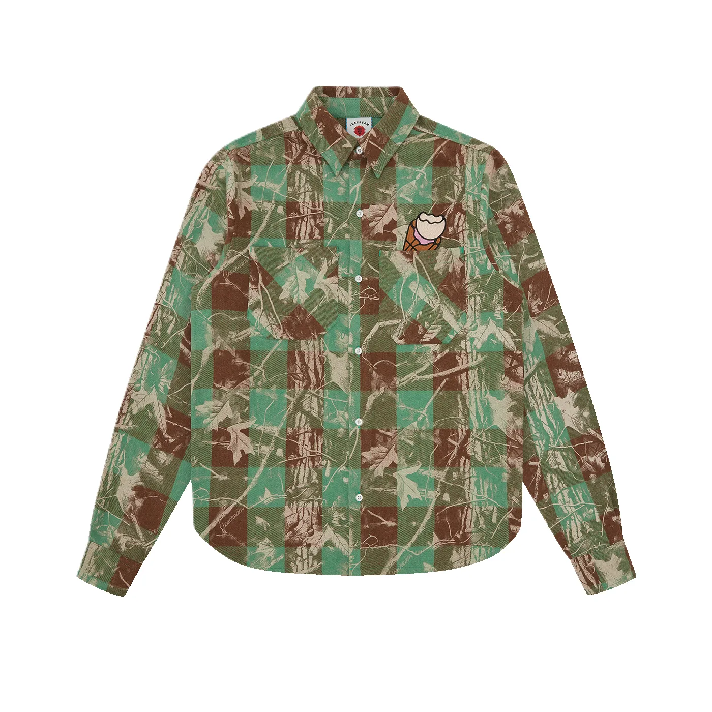ICECREAM Tree Camo LS Check Shirt sold by Kong