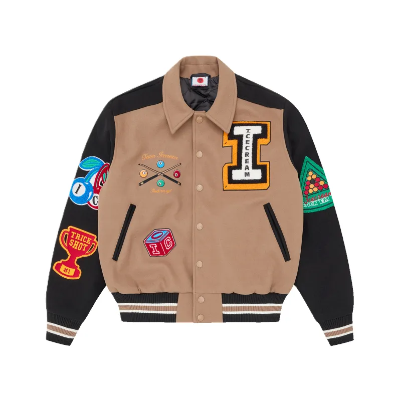 ICECREAM Trick Shot Collared Varsity Jacket sold by Kong
