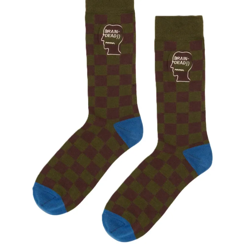 Brain Dead Logohead Dress Socks Checkered made by Brain Dead