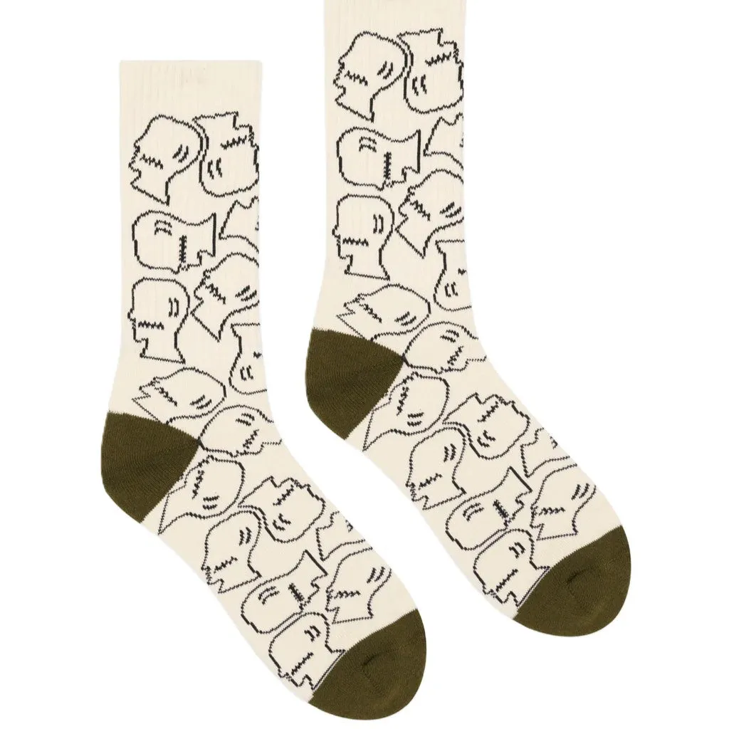 Brain Dead Logohead Crew Socks Cream sold by Kong product image thumbnail 2