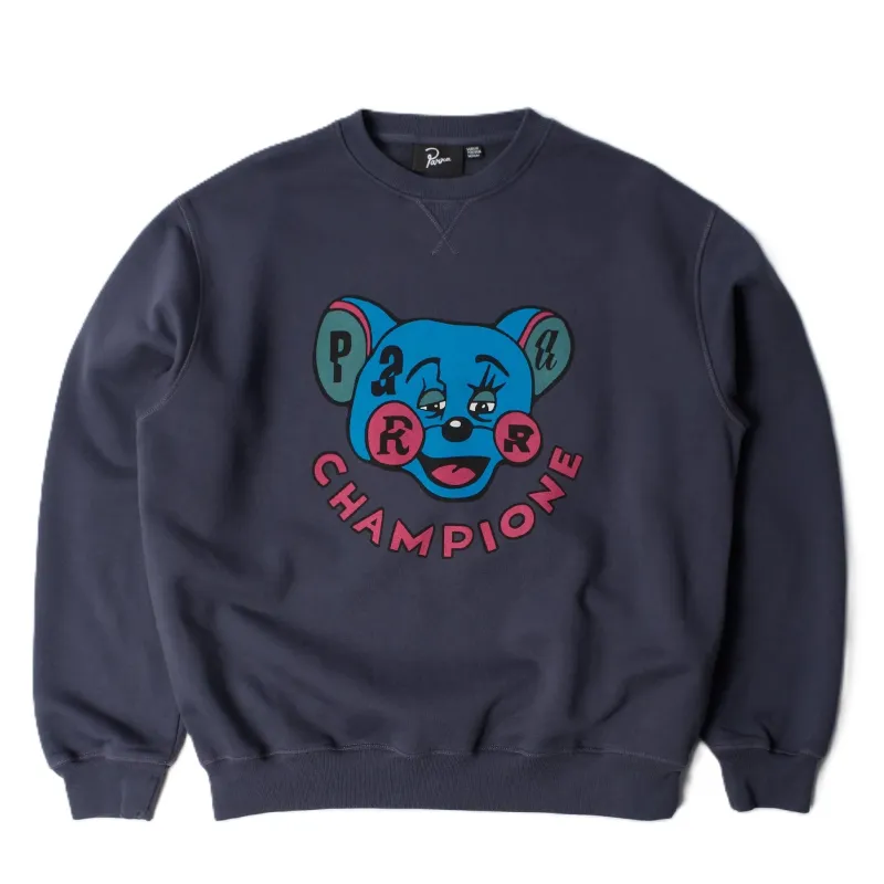 by Parra Tired champione crew neck sweatshirt Navy blue made by by Parra
