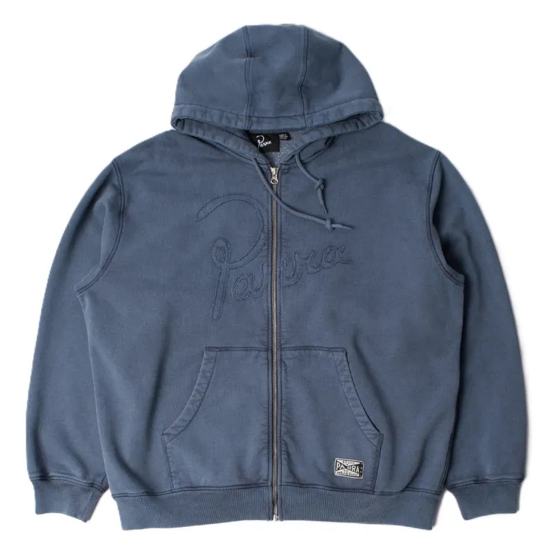 by Parra Not fade away zip hooded sweatshirt Washed dark grey sold by Kong