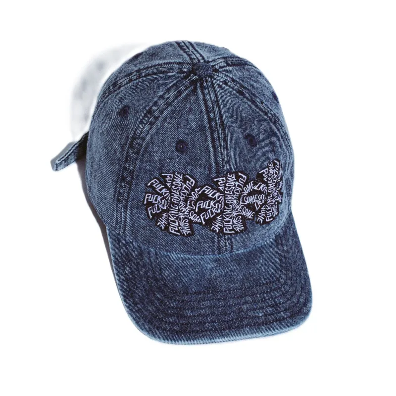 Three Spiral Washed Denim 6-Panel Hat made by Fucking Awesome