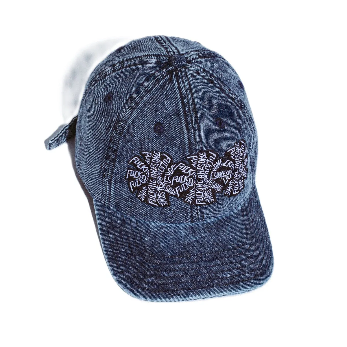 Three Spiral Washed Denim 6-Panel Hat sold by Kong
