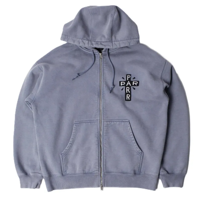 By Parra A Cross To Bear Zip Hooded Sweatshirt Blue made by by Parra