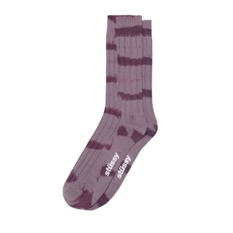 Stussy Dyed Ribbed Crew Socks Lavender sold by Kong