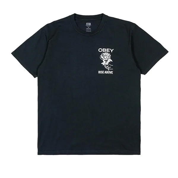 Obey Rise above Rose T Shirt Pigment Vintage Black sold by Kong