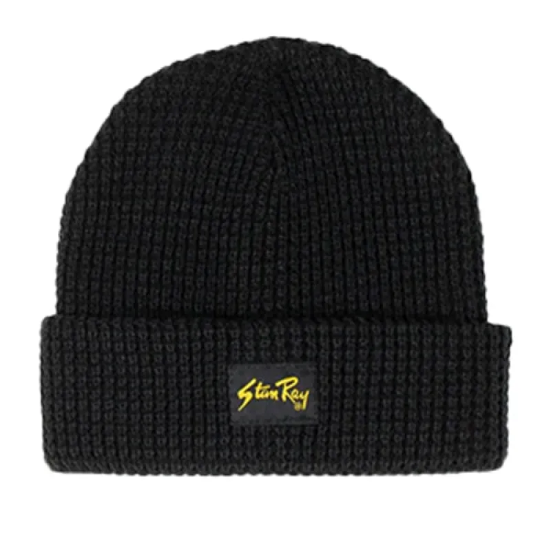 Stan Ray Waffle Knit Beanie Black made by Kong