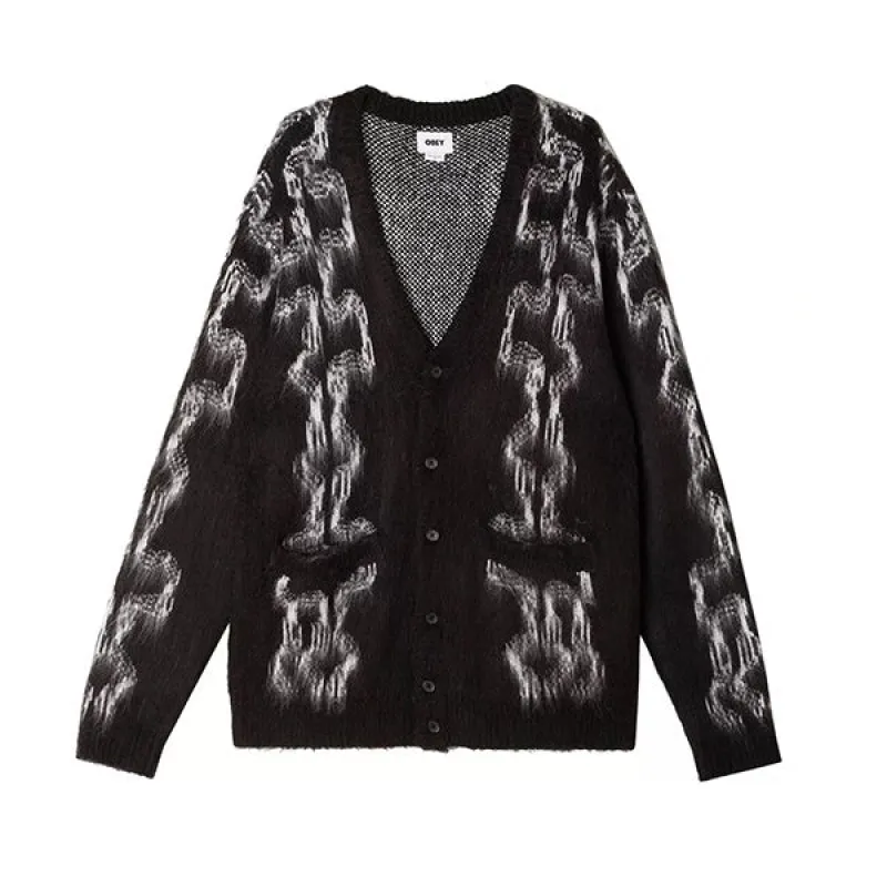 Obey Temple Cardigan Black made by Obey