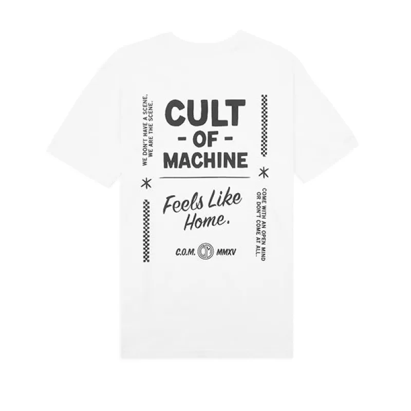 Caffeine and Machine Cult Of Machine Tee White Black sold by Kong