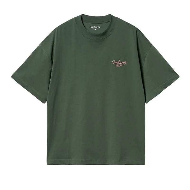 Carhartt WIP SS Signature Script T Shirt Sycamore Tree Dusty Rose sold by Kong