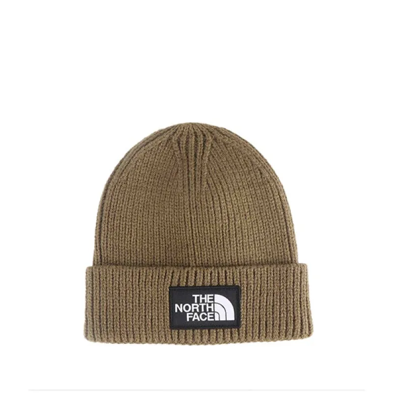The North Face Logo Box Cuffed Beanie Military Olive sold by Kong