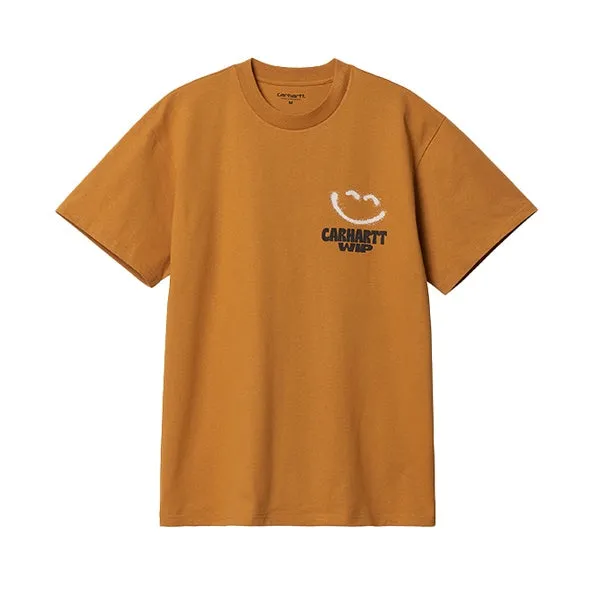 Carhartt WIP SS Happy Script T shirt Ochre sold by Kong