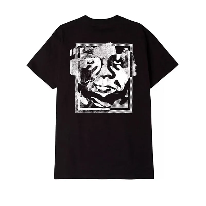 Obey Torn Icon Face T shirt Black made by Obey