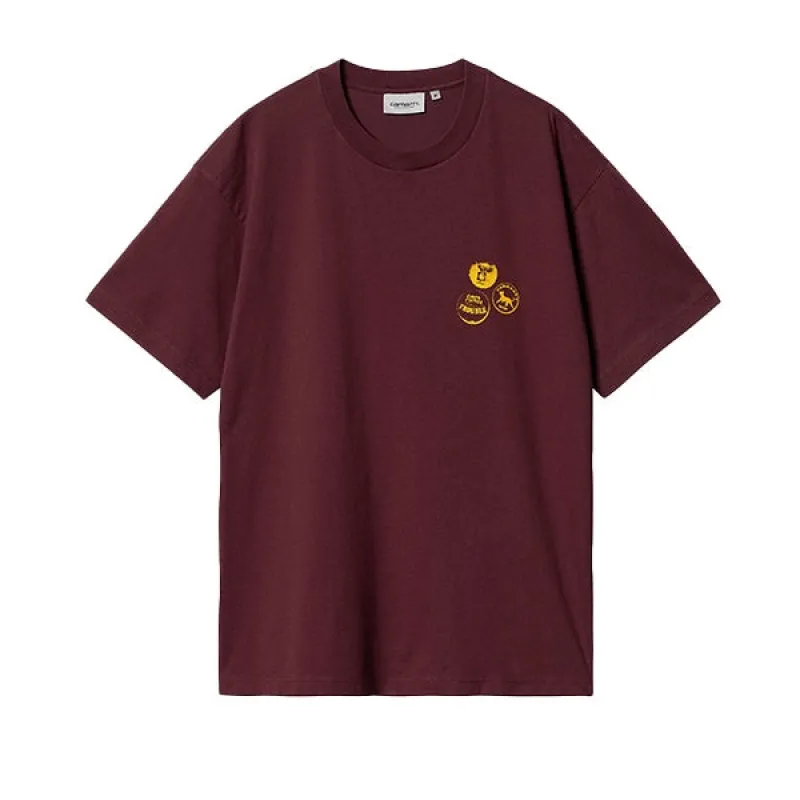 Carhartt WIP SS Pins T Shirt Malbec Orange sold by Kong