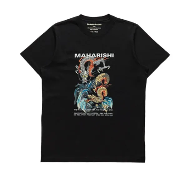 Maharishi Double Dragons Organic T shirt Black sold by Kong