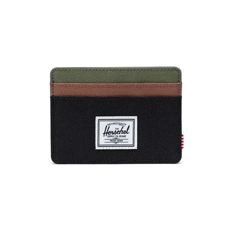 Herschel Charlie Cardholder Black Four Leaf Clover Saddle Brown OS sold by Kong