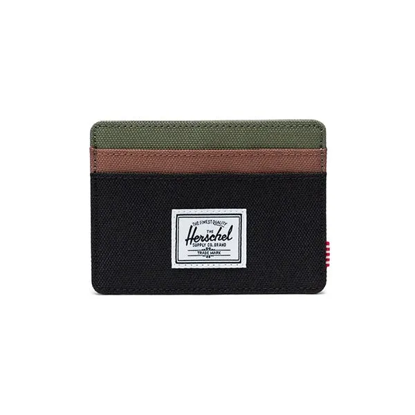 Herschel Charlie Cardholder Black Four Leaf Clover Saddle Brown OS sold by Kong