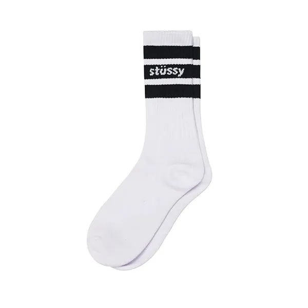 Stussy Stripe Crew Sock White Black sold by Kong
