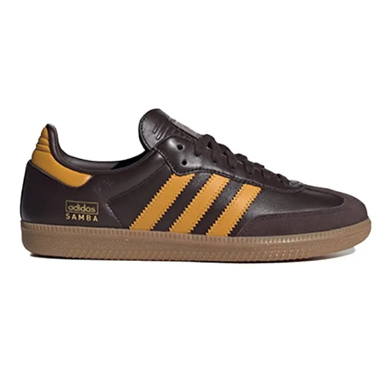Adidas Originals Samba OG Dark Brown Preloved Yellow Gum sold by Kong