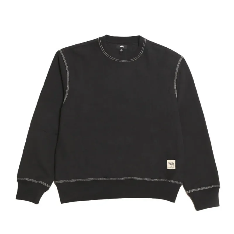 Stussy Contrast Stitch Label Crew Black sold by Kong